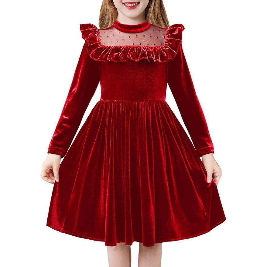 Ruffled Manga Larga Princesa-Estilo Christmas Vestido - foto 5