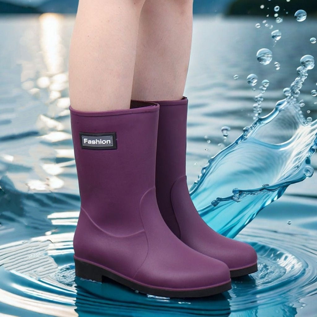 Mujer Antideslizante Mid-calf Soft Bottom Rain Botas - foto 5