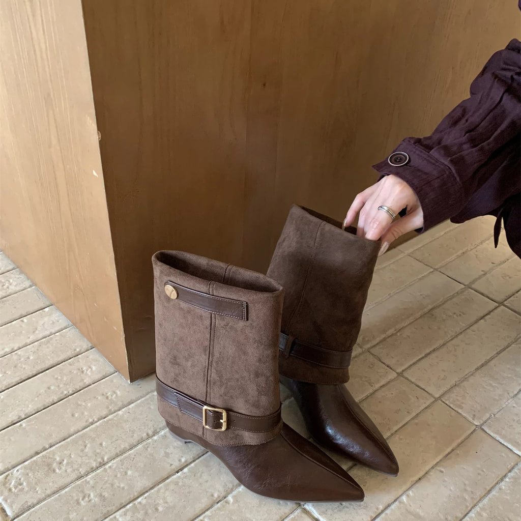 Mujer Retro Entallado Western Cowboy Botas