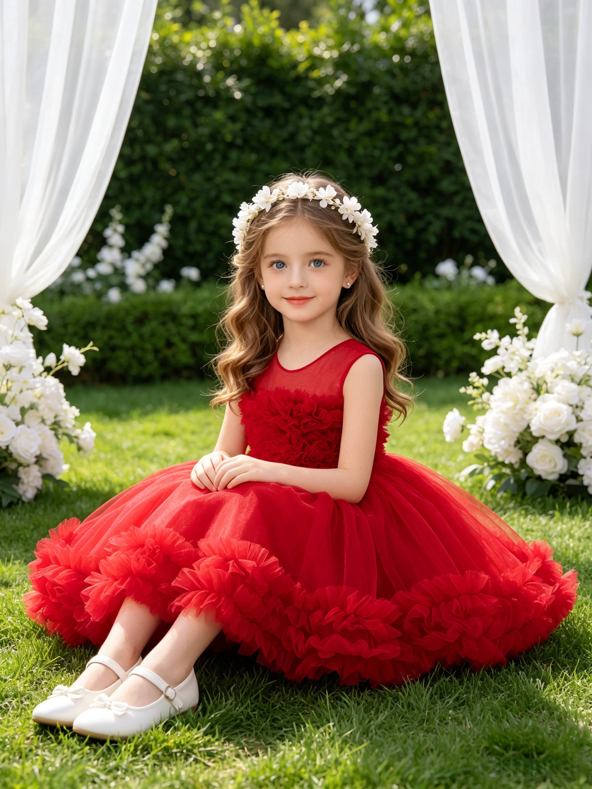 Niña' Formal Vestido, Festive Performance Conjunto, Tulle Puffy Vestido - foto 4