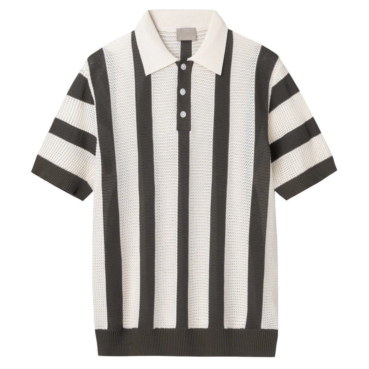 Polera polo tejida a rayas para hombre - foto 8