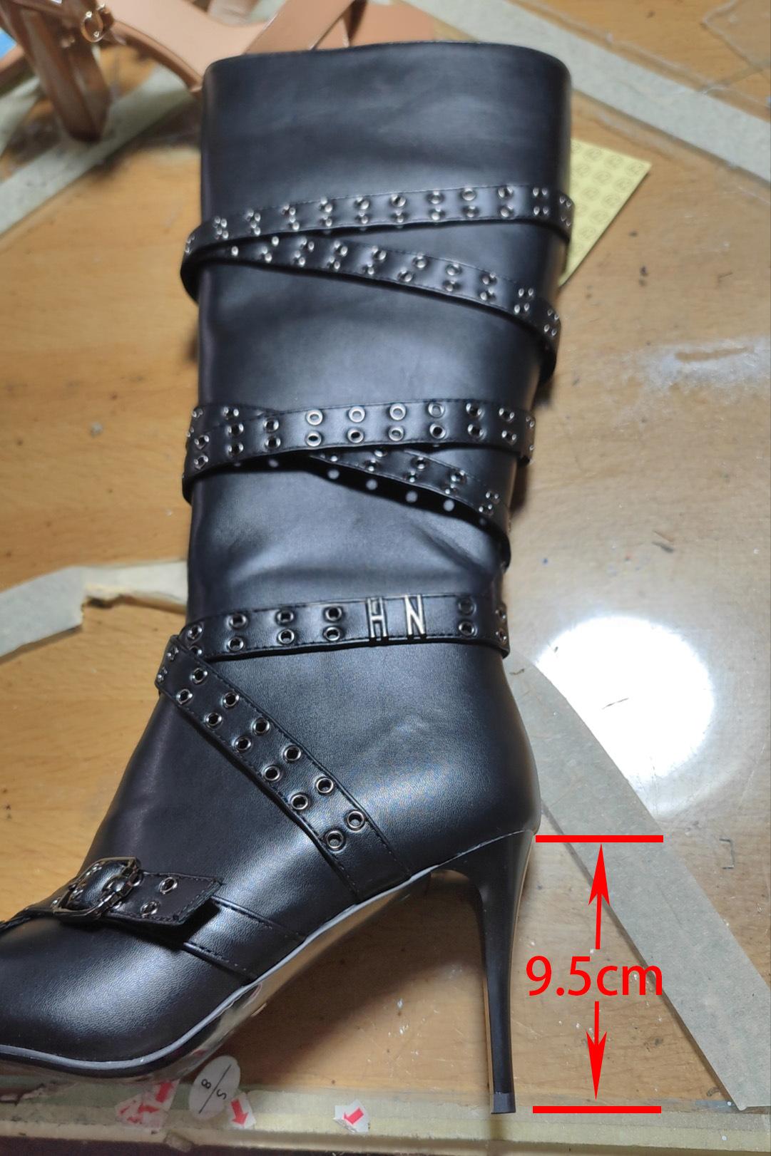 Tirantes-detail Pointed-toe Studded High-heeled Over-the-knee Botas para Mujer - foto 7