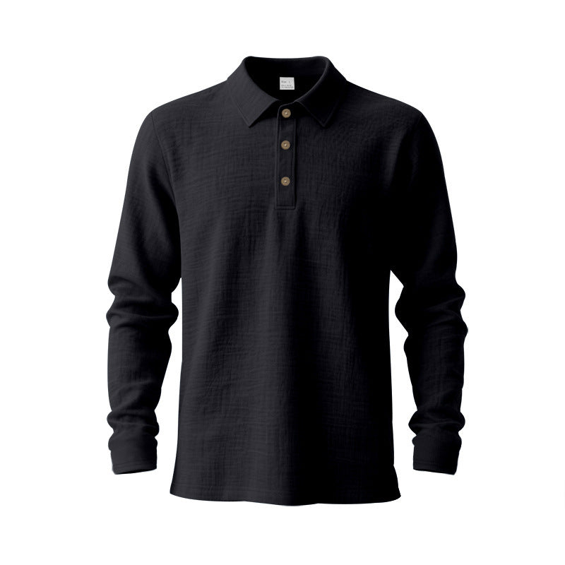 Nuevo Cross-Border Amazon Spring y Otoño Linen Polo Manga Larga Multi-Color Classic Secado Rápido Breathable Versátil Hombre Estilo - foto 3