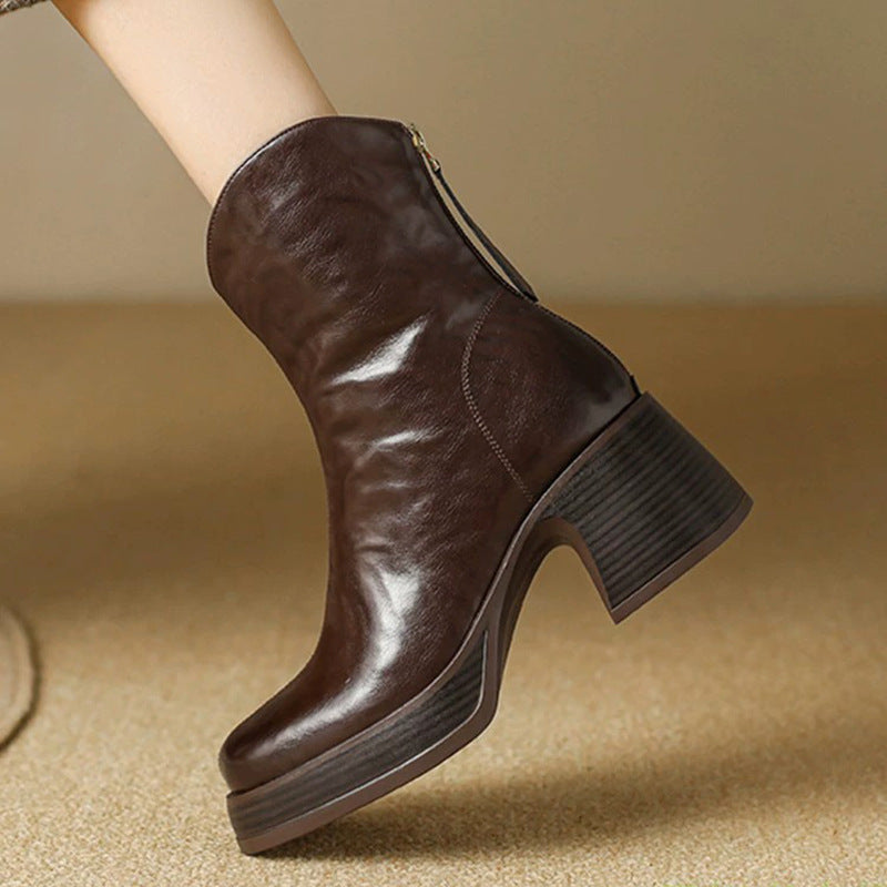 Mujer Suela Gruesa-heeled Plataforma Botines