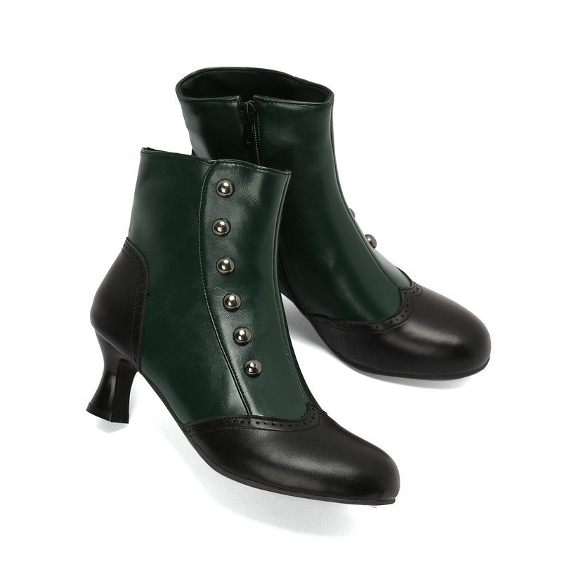 Mujer Studded, Color-blocked Block-heeled Botines