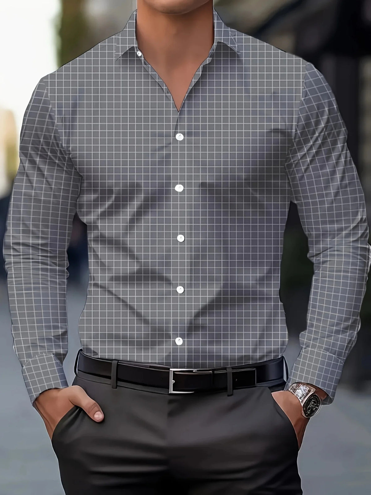 Camisa holgada a rayas 3D para hombre - foto 2