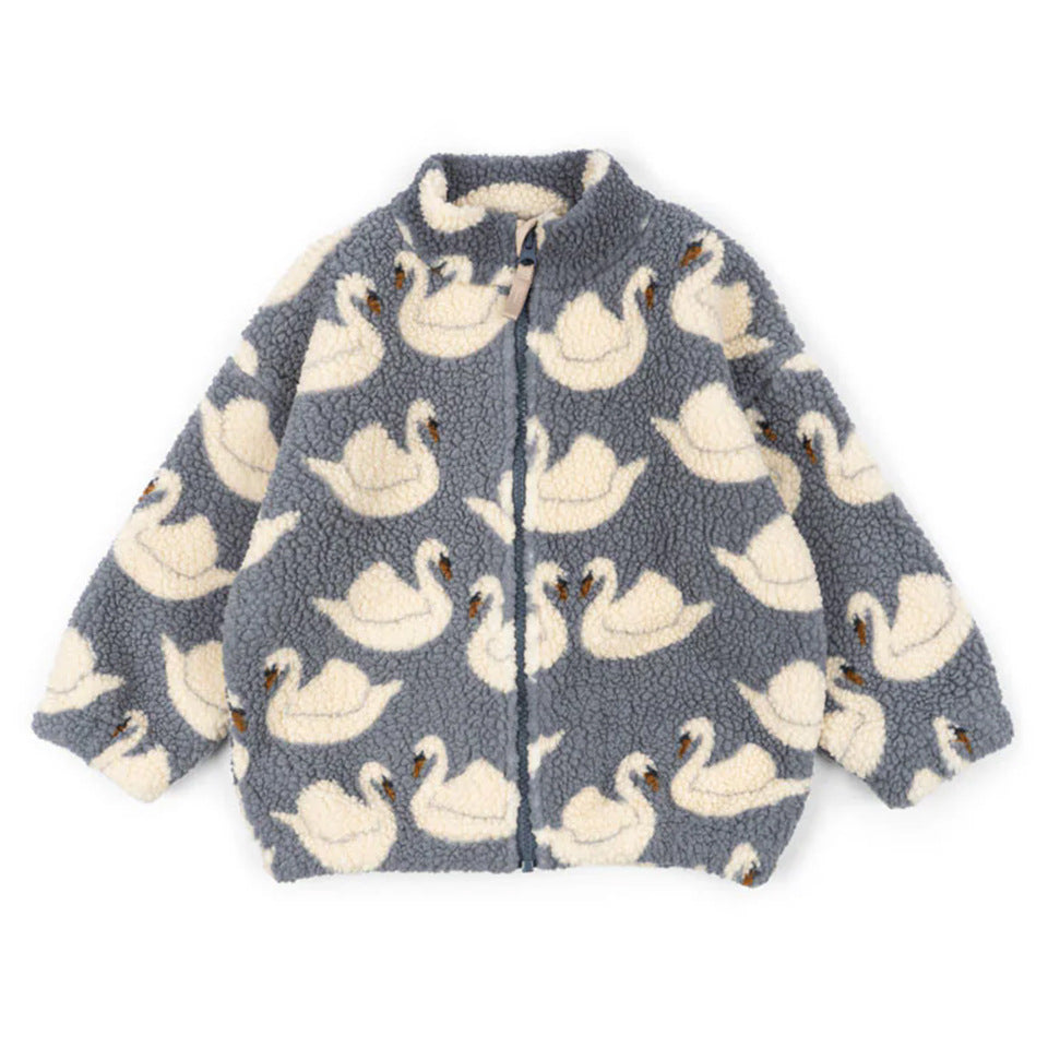 Niña' Lambswool Cierre Casual Chaqueta