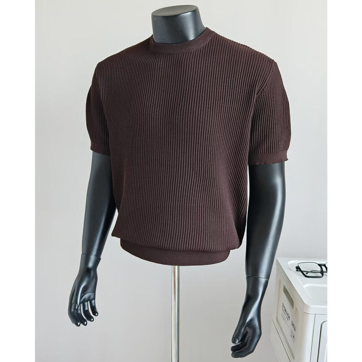 Hombre Half-Neck Anti-Stripe Seda Fría Manga Corta Camiseta para Verano - foto 4