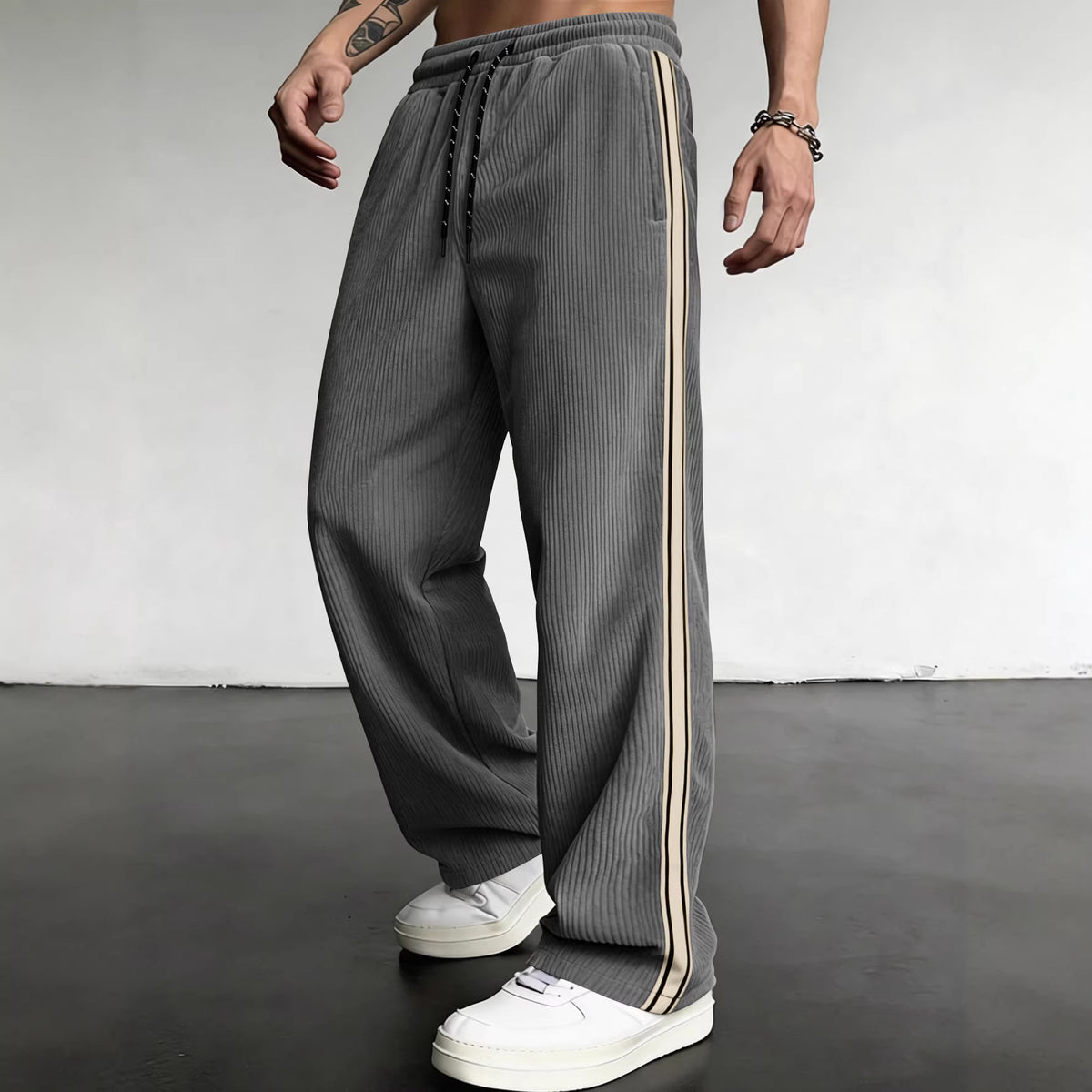 Breathable Drawstring-Cintura Ajuste Relajado Outdoor Casual Straight-leg Trousers - foto 4