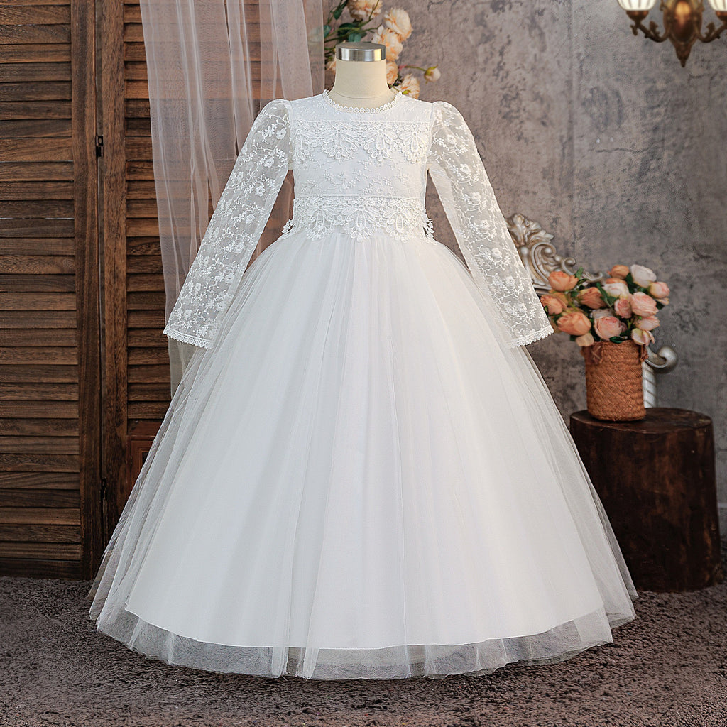 Manga Larga Bordado Largo Princesa-Estilo Puff Falda - foto 6