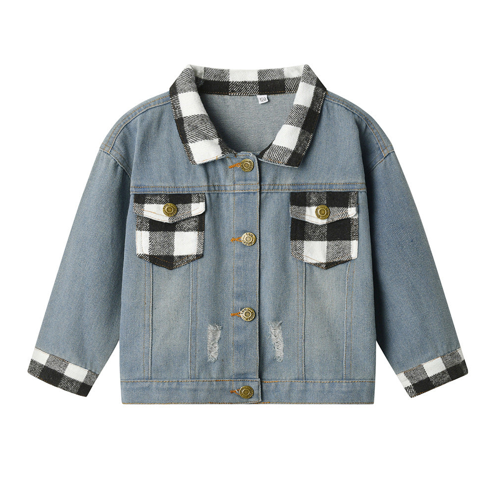 Spring Otoño Nuevo Estilo Casual Ripped Chaqueta para Niño y Niña - foto 7