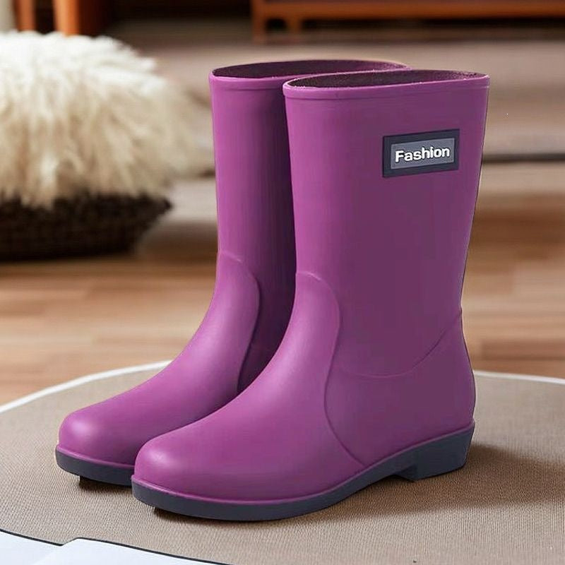 Mujer Antideslizante Mid-calf Soft Bottom Rain Botas - foto 2