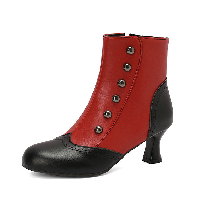 Color-block Block-heeled Botines con Side Zippers - foto 5