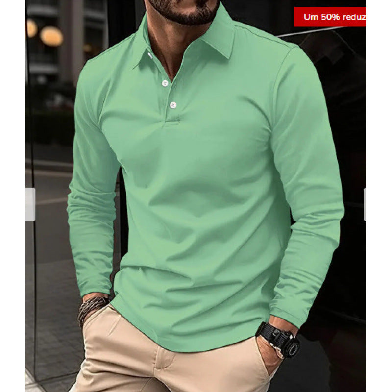 Hombre Casual Solapa Manga Larga Deportivo Polo Camisa - foto 5