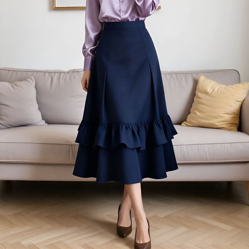 Falda de mujer lisa corte A elegante y estilizadora - foto 6