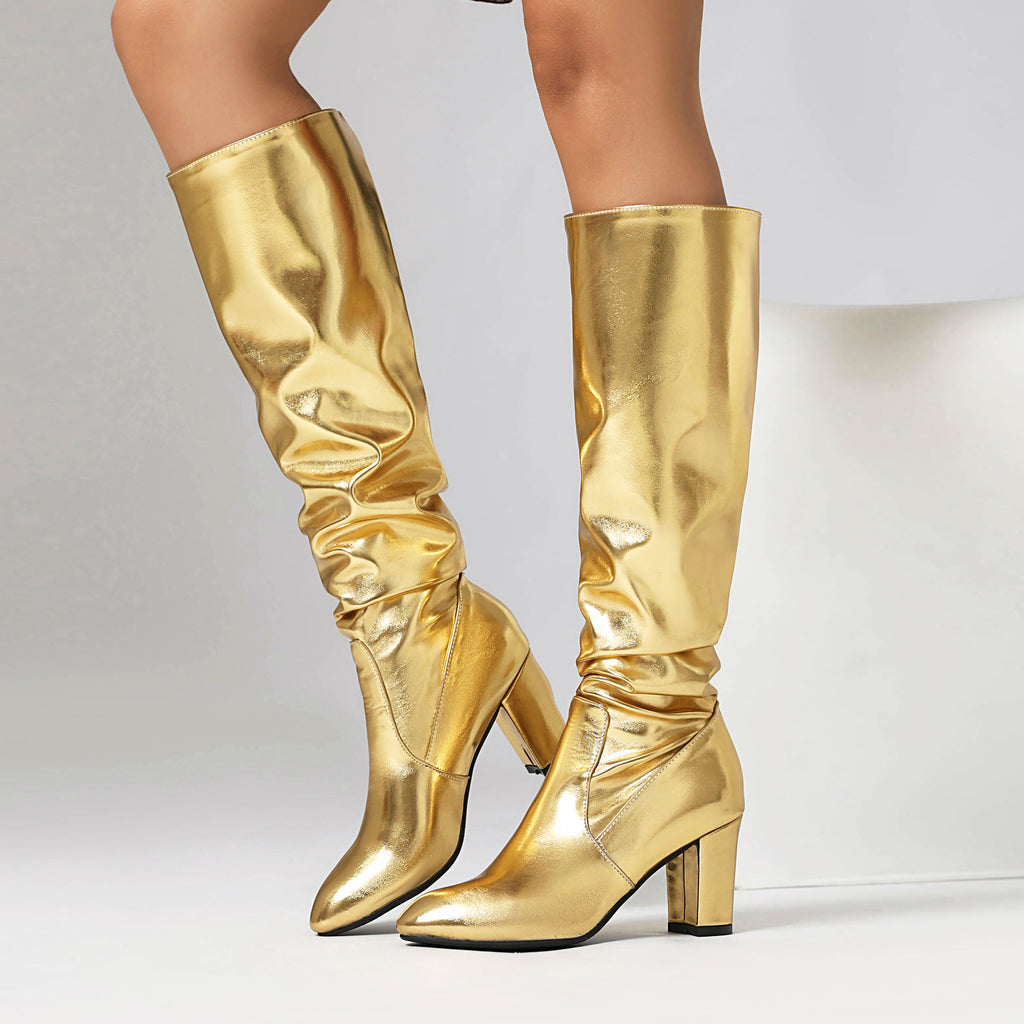A la Moda High-heeled Full-length Stage Botas con Pleated Design - foto 4