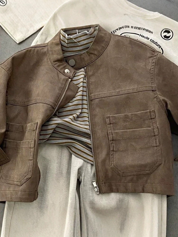 Niño' Motorcycle-Estilo Chaqueta Top y Pantalón Three-piece Conjunto - foto 6