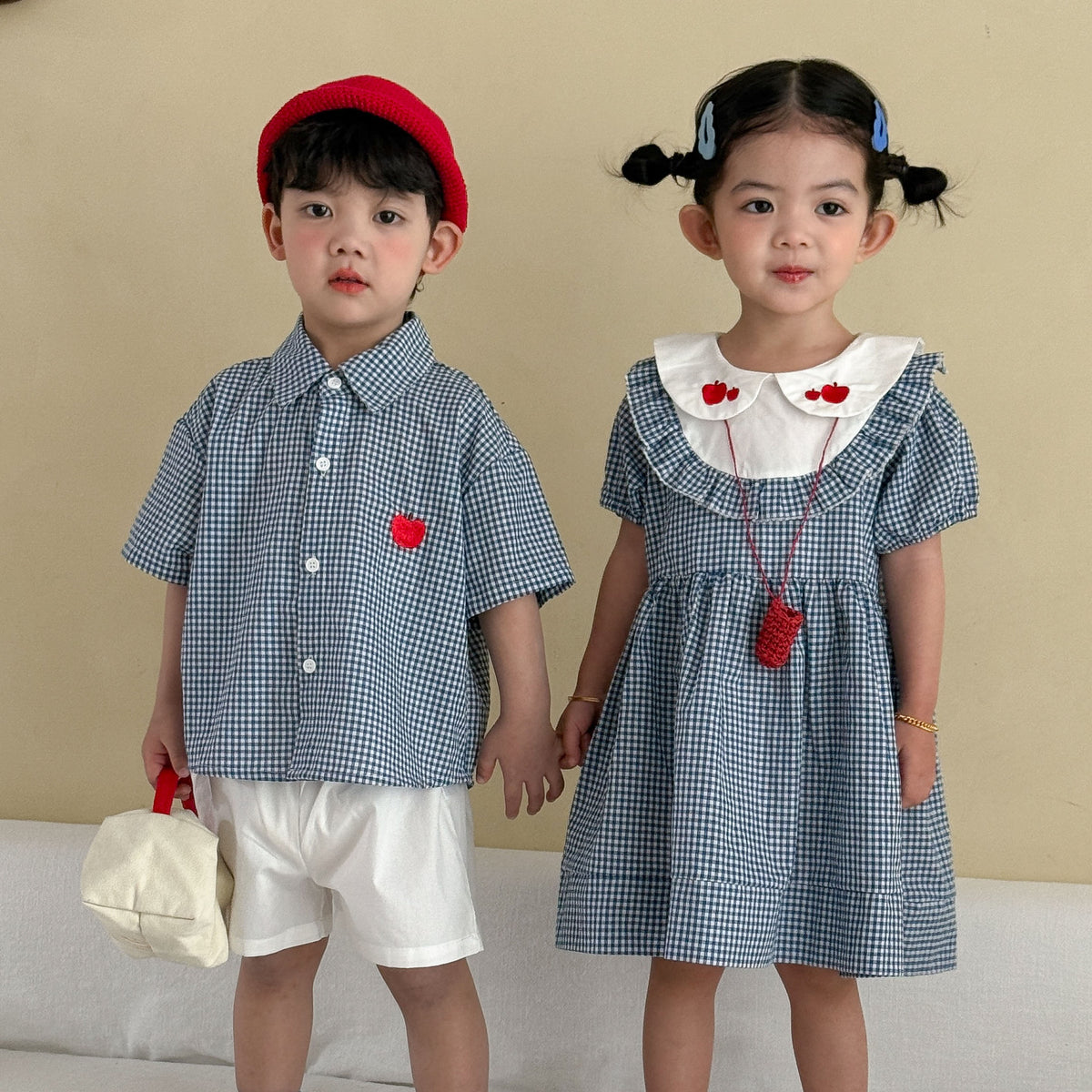 Estilizado Algodón Vestido para Niña Matching Sibling Conjunto - foto 5