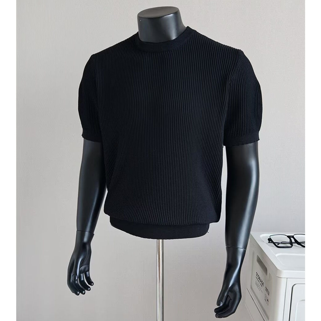 Hombre Half-Neck Anti-Stripe Seda Fría Manga Corta Camiseta para Verano - foto 5