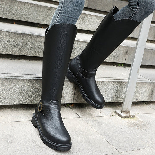 Botas mujer taco alto con suela gruesa y hebilla