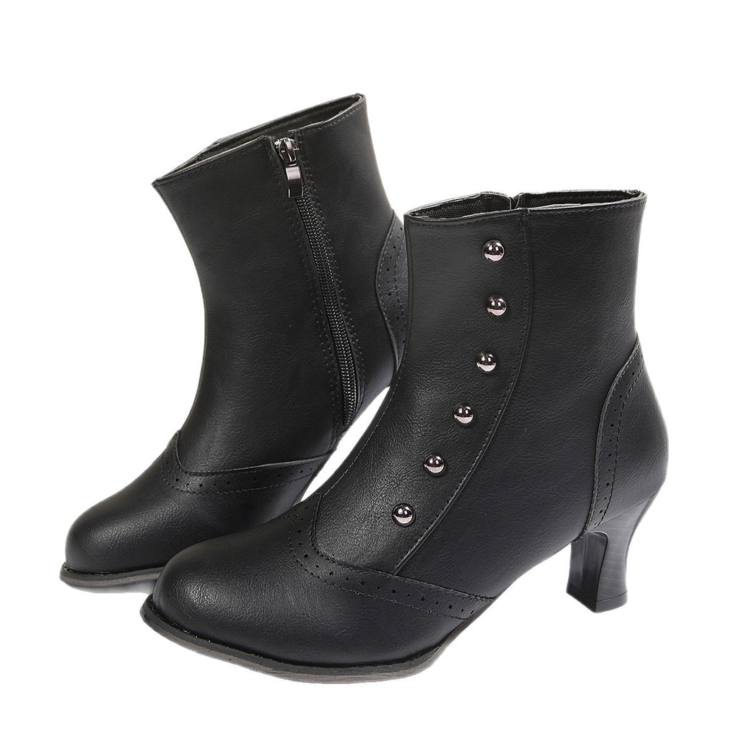 Botas romanas retro bicolor con tachas - foto 7
