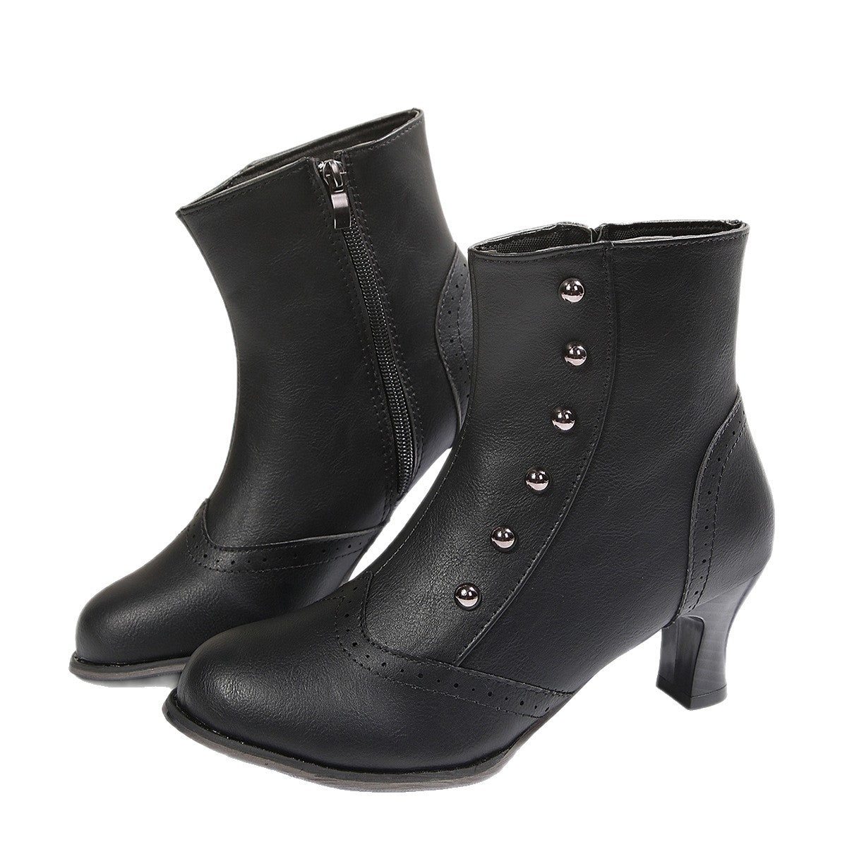 Botas romanas retro bicolor con tachas - foto 7