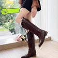 Retro Colorblock Western Botas Pointed Toe Suela Gruesa Heel Pigskin