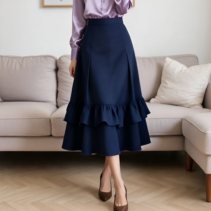 Falda de mujer lisa corte A elegante y estilizadora - foto 3
