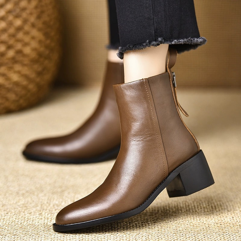 Retro Suela Gruesa-heel Botines para Mujer Round Toe Versátil - foto 5