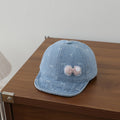 Rayado Lace Bow Niña Denim Baseball Cap, Baby-sized, Lavado, Jacquard, Frayed, Heart-shaped Soft Brim Hat - foto 2