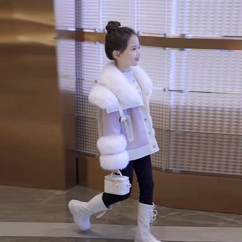 Forro Polar Thick Piel Sintética Abrigo y Chaqueta Conjunto - foto 3