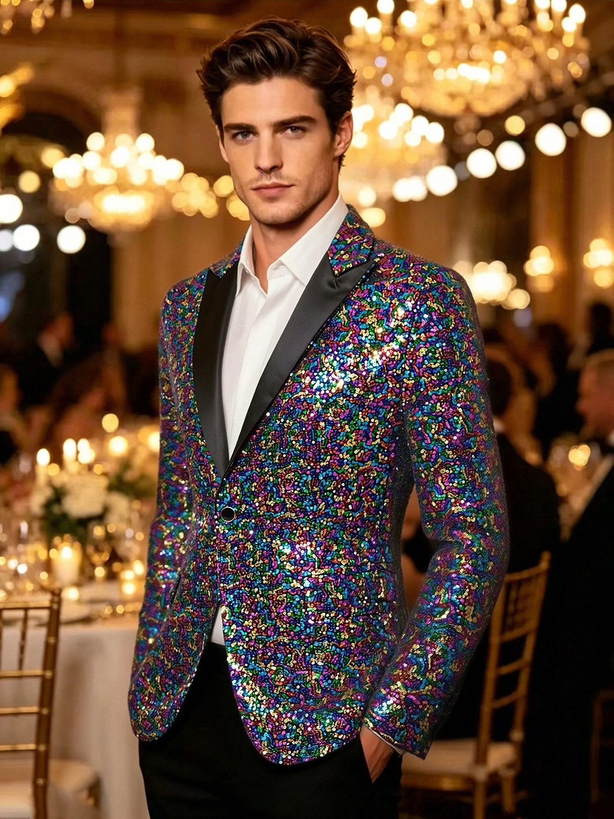 Sparkling Stage Performance Nightclub-Estilo Traje y Gown - foto 7
