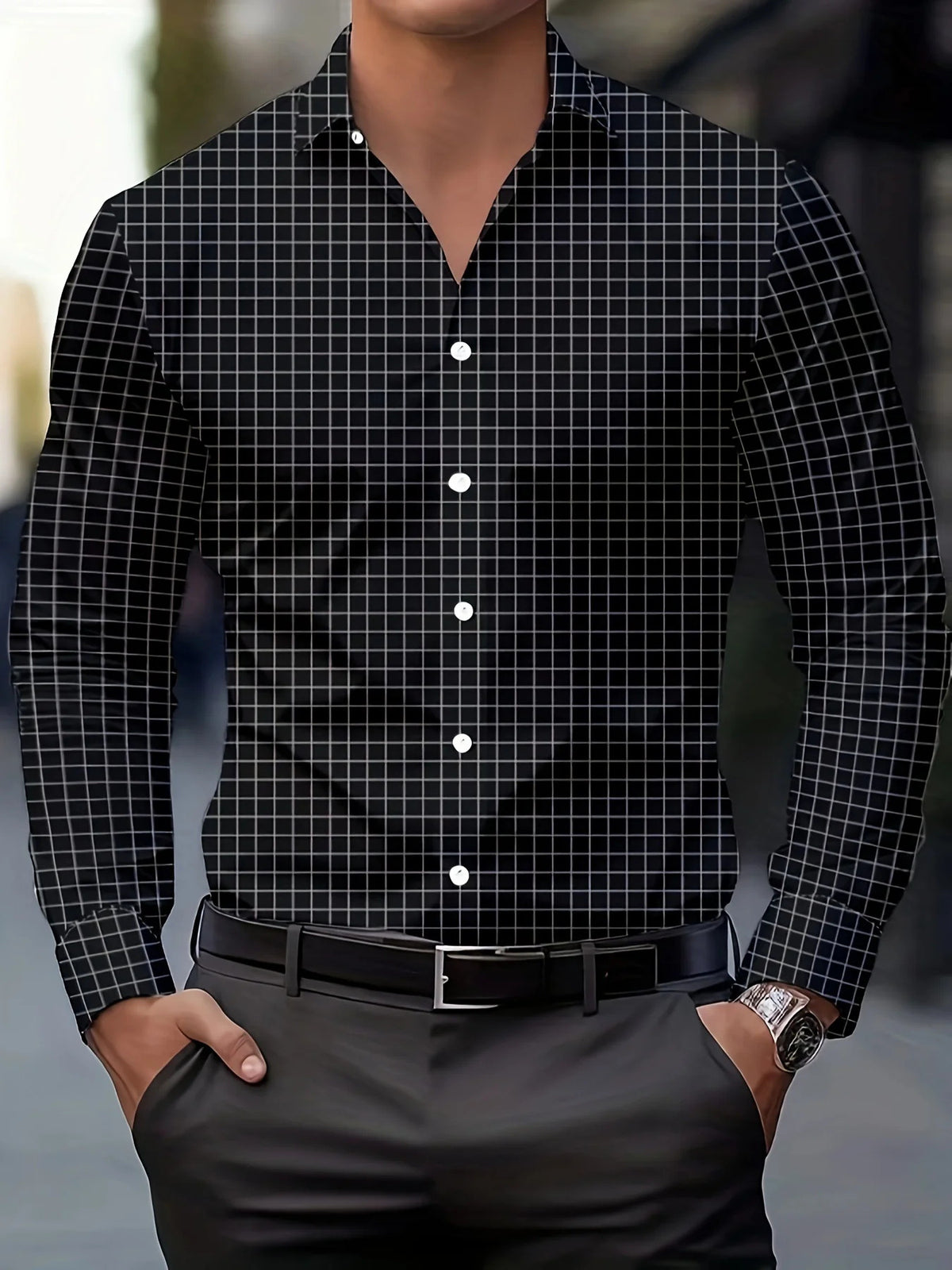 Camisa holgada a rayas 3D para hombre - foto 3