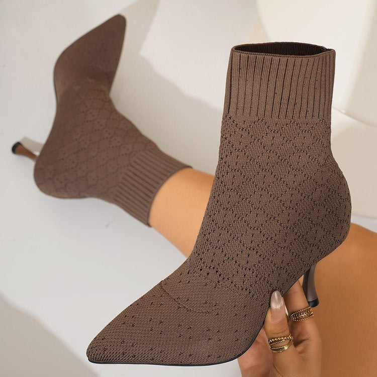 Botas elasticadas en punta con taco aguja para mujer - foto 6